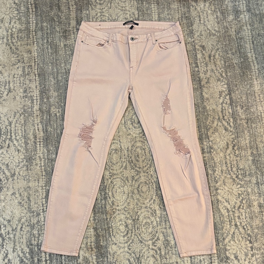 Angel Kiss | Light Pink Distressed Skinny Jeans | Size 15